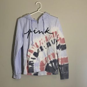 Pink Victoria’s Secret Zip Up Hoodie - Tie Dye - Size M